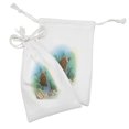 thumbnail image 2 of Ocean Fabric Pouch Set of 2, Sea Turtle Swims in the Ocean Tropical Underwater World Aquarium Illustration Print, Drawstring Bag for Toiletries Masks and Favors, 9" x 6", Green Brown, by Ambesonne, 2 of 2