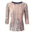 thumbnail image 1 of Doublju Women's Round Neck 3/4 Sleeve Top (Plus Size Available), 1 of 2