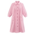 thumbnail image 2 of Collections Etc Women's Plush Fleece Button Front Robe with Pockets, Collar, Pink, X-Large, 2 of 9