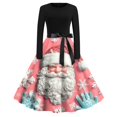 thumbnail image 3 of Christmas Dresses for Women Women's Fashion Round Neck Casual Slim Christmas Printed Long Sleeve Dresses for Christmas Party,Pink,2XL, 3 of 4