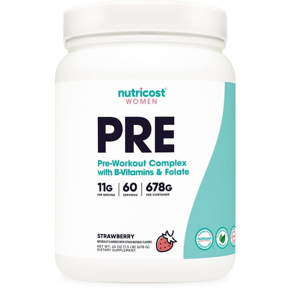Nutricost Pre-Workout Powder for Women, Strawberry, 60 Servings, Supplement