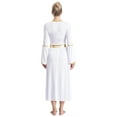 thumbnail image 4 of Raenseen Robes de Danse pour Femmes Tenues de Culte Col Carré Tunique avec Robes à Manches Longues Rose Vif&Blanc TTG, 4 of 7