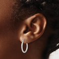 thumbnail image 3 of 10K White Gold Diamond Cut Hinged Hoop Earrings - 20mm, 3 of 6