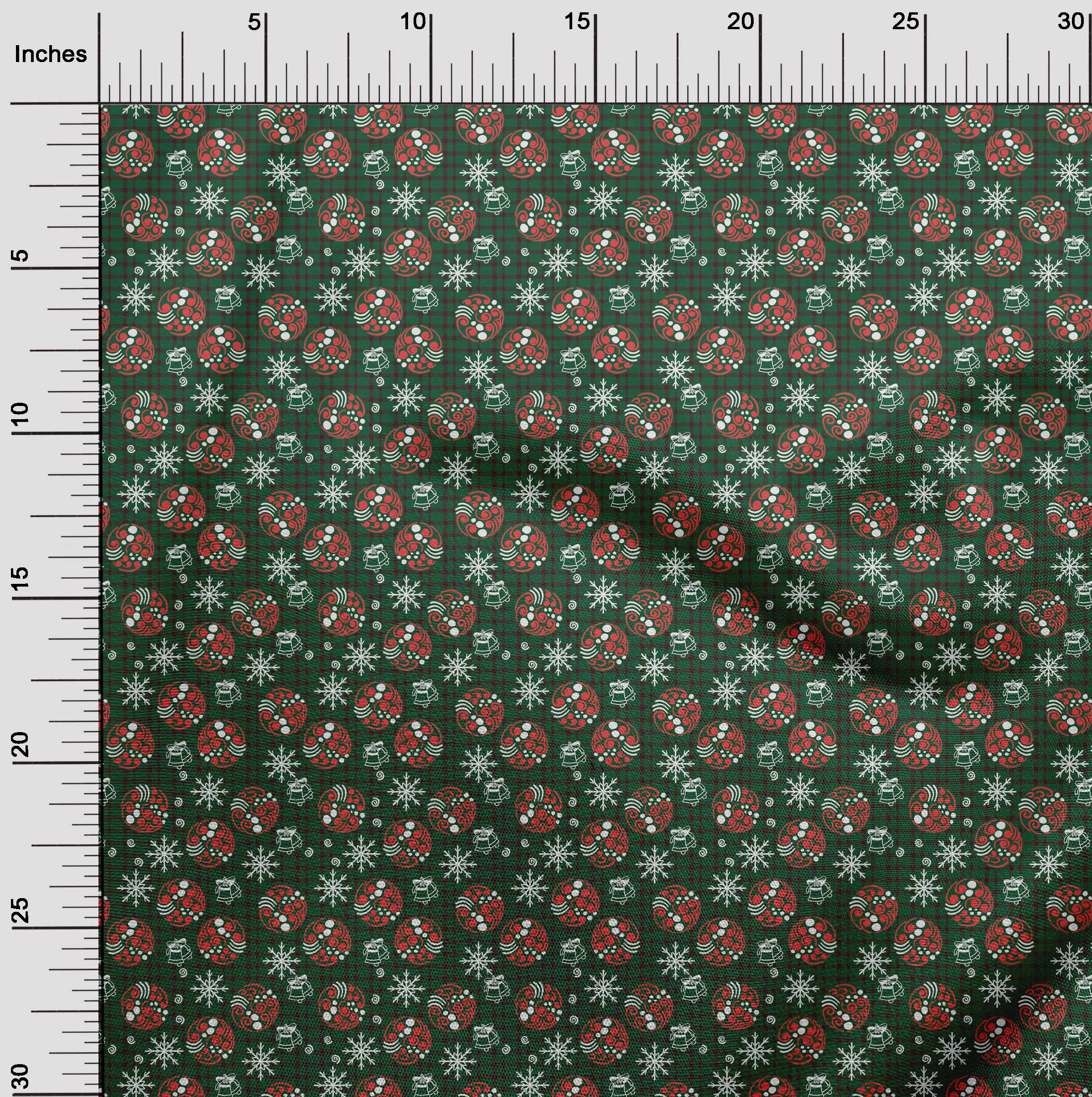 oneOone Cotton Cambric Green Fabric Christmas Sewing Material Print Fabric By The Yard 42 Inch Wide