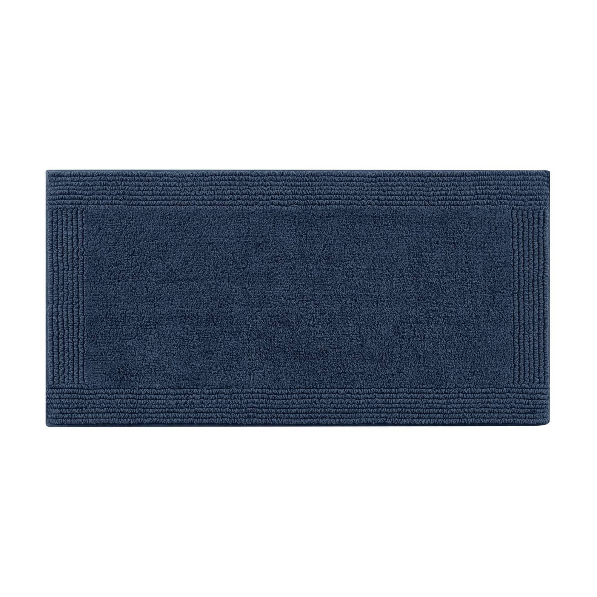 24x36 Inches Reversible Bath Rug, 100% Cotton 3000 GSM Tufted Bath Mat, Navy Luxury Soft Plush Bathroom Rug for Bathroom Shower Floor Home Decor