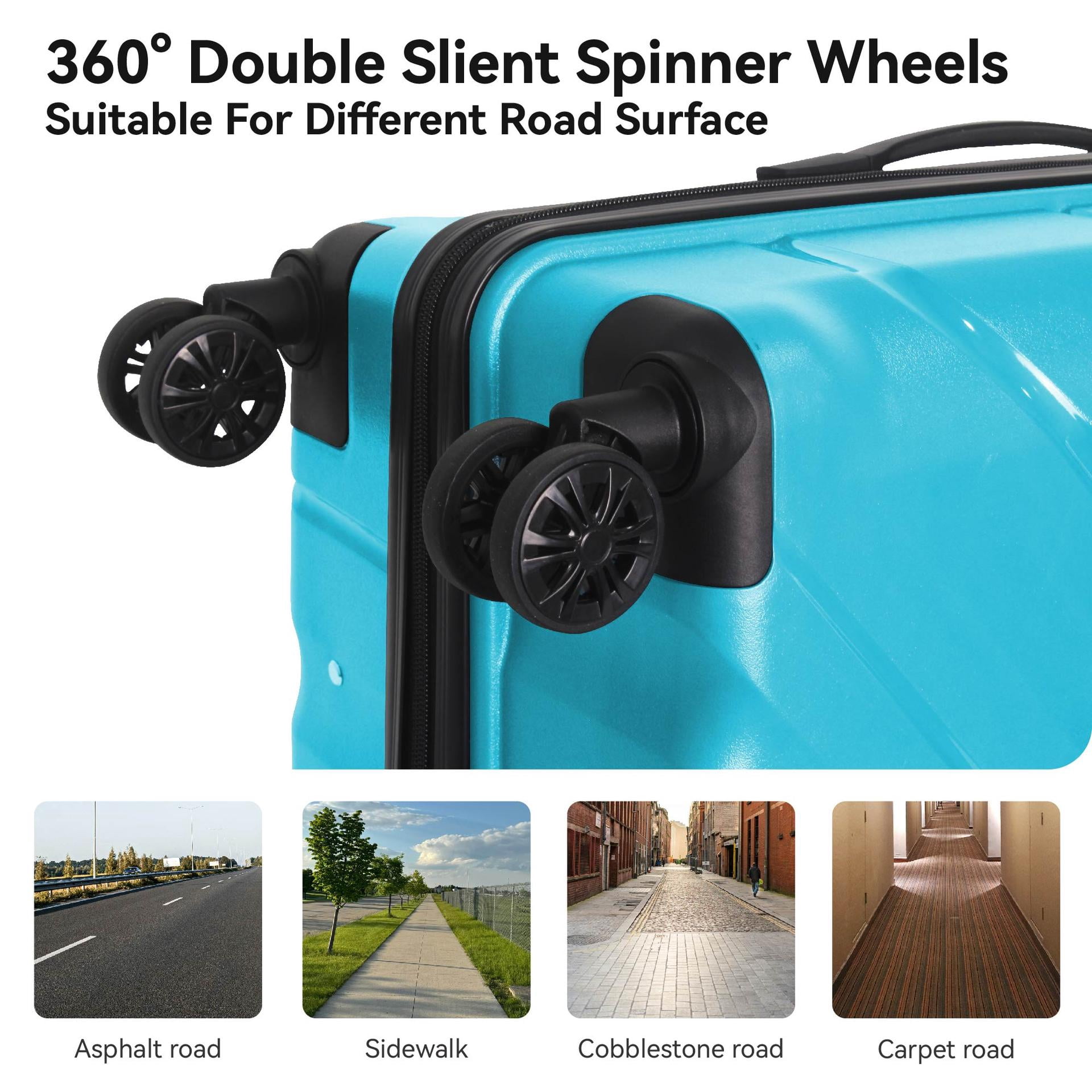 3 Piece Hardside Luggage Set with TSA Lock, Spinner Wheels, Scratch-Resistant Suitcase