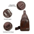 thumbnail image 6 of SLYNSHome Sling Bag for Men Women Crossbody Chest Backpack PU Leather Lightweight Travel Daypack with Earphone Hole for Hiking Camping Outdoor - Coffee, 6 of 7