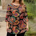 thumbnail image 3 of TQWQT Women's Plus Size 3/4 Sleeve Floral Tunic Top - Soft Stretchy Fabric, High-Low Hem, Casual Loose Swing Blouse for Leggings/Jeans 3XL, 3 of 5