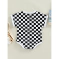 thumbnail image 4 of Coduop Infant Baby Boy Girl Sweatshirt Romper Oversized Short Sleeve Plaid Jumpsuit, 4 of 7