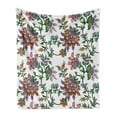 thumbnail image 1 of Floral Soft Flannel Fleece Throw Blanket, Vintage Style Ornamental Flower Motifs Flourishing Romantic Spring Leaves Artwork, Cozy Plush for Indoor and Outdoor Use, 60" x 80", Multicolor, by Ambesonne, 1 of 6