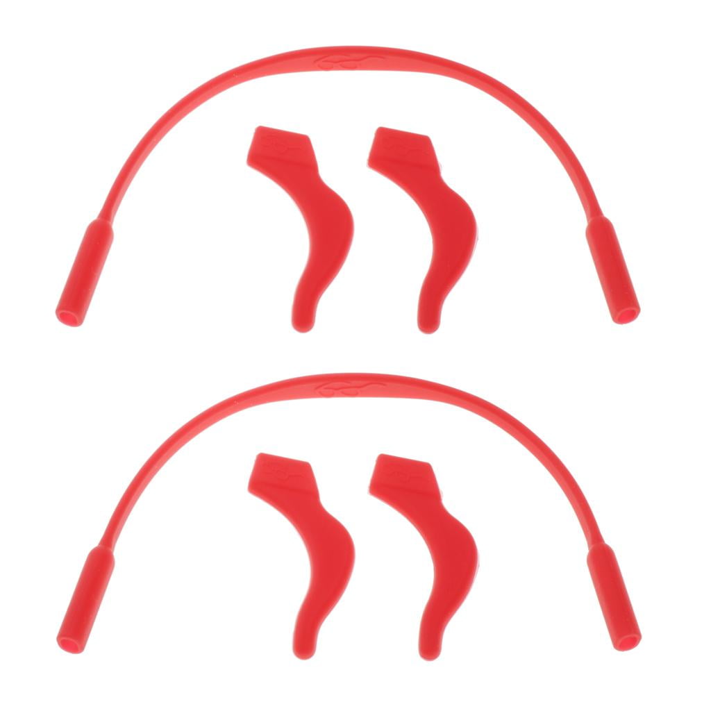 Kids Eyeglasses Ear Hooks er & Silicone Lanyard Red