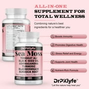 Sea Moss 3000mg Black Seed Oil 2000mg Ashwagandha 2000mg Ginger, Turmeric, Bladderwrack, Burdock Root & More - All in One Supplement 120 Vegan Capsules