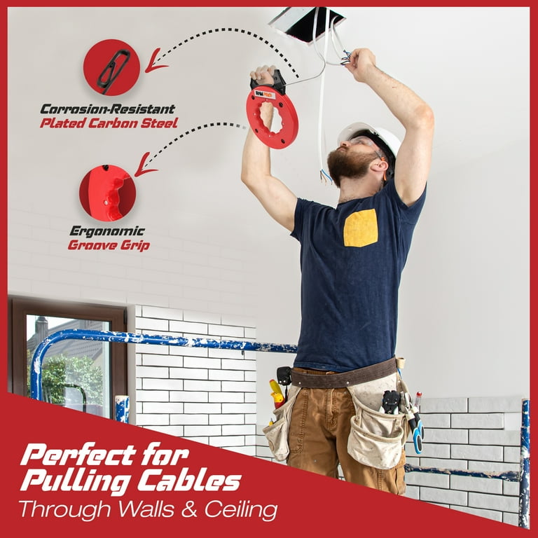 Fish Tape Wire Puller 50FT 1/8 Inch Electrical Snake For Walls