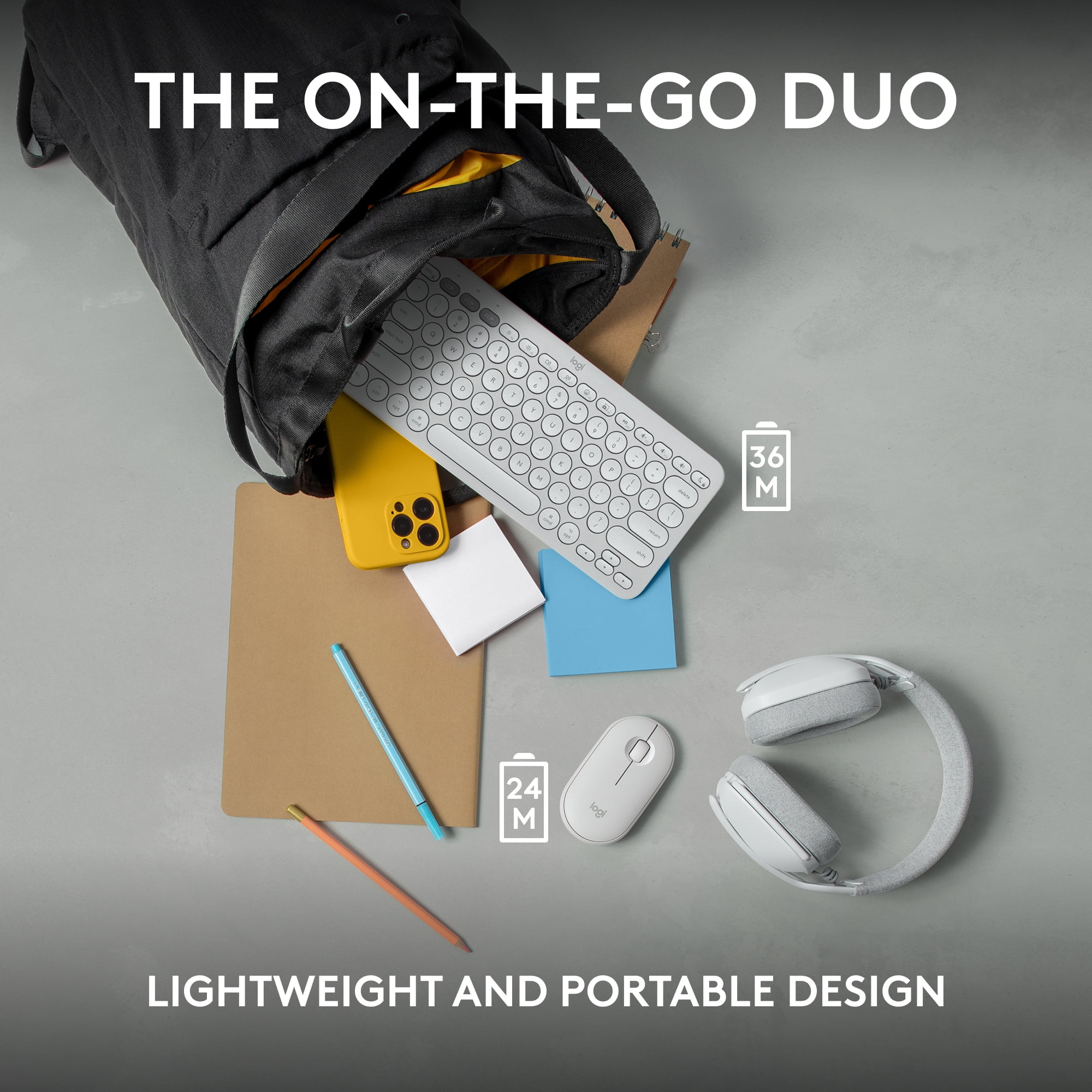 Logitech Pebble 2 Combo for Mac, Wireless Keyboard and Mouse, Slim, Quiet and Portable, Customizable, Tonal White