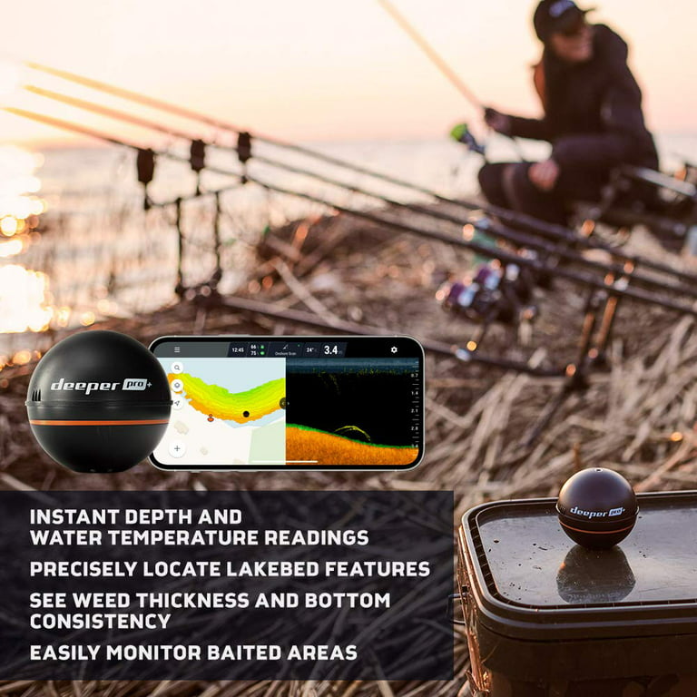  Deeper PRO+ Smart Sonar Castable and Portable WiFi Fish Finder  with Gps for Kayaks and Boats on Shore Ice Fishing Fish Finder : Electronics