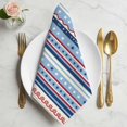 thumbnail image 2 of Cloth Napkins Set of 8 - 20x20 Inches, 250 Anniversary Washable Reusable Table Napkins, Independence Day Striped Blue Boho Floral Soft & Absortbent Dining Napkin for Party Wedding Hotel Restaurant, 2 of 9