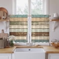 thumbnail image 2 of Farmhouse Teal Brown Kitchen Curtains, Country Ombre Wooden Light Filtering Window Curtain Panels, 2Pcs Rod Pocket Window Treatments Set for RV Dining Room Study Room 42x54 Inches, 2 of 9
