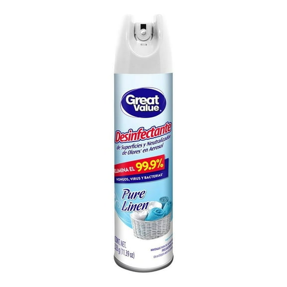 Desinfectante Great Value pure linen en aerosol 323 g