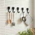 thumbnail image 3 of 5-Pack No-Drill Pegboard Hooks - White & Black Multi-Functional Movable Storage Hooks, Heavy-Duty Organizer Hooks for Tools, Crafts & Household Items, 5pcs, Black, 3 of 5