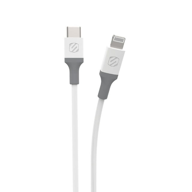 Scosche Ci4B8SR-SP Câble de recharge et de synchronisation Strikeline de 4 pi certifié MFi pour appareils Lightning et USB-C – Blanc