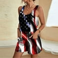 thumbnail image 2 of Moxiu Womens Independence Day Shorts Romper American Flag Overalls 4th of July Sleeveless Baggy Adjustable One Piece Patriotic Jumpsuit with Pockets 2025 Blue,XXXL, 2 of 5