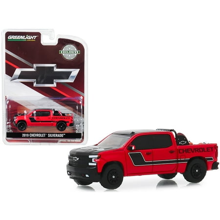 2019 Chevrolet Silverado Pickup Truck Red and Black w/Safety Equipment in Truck Bed 1/64 Diecast Model Car by