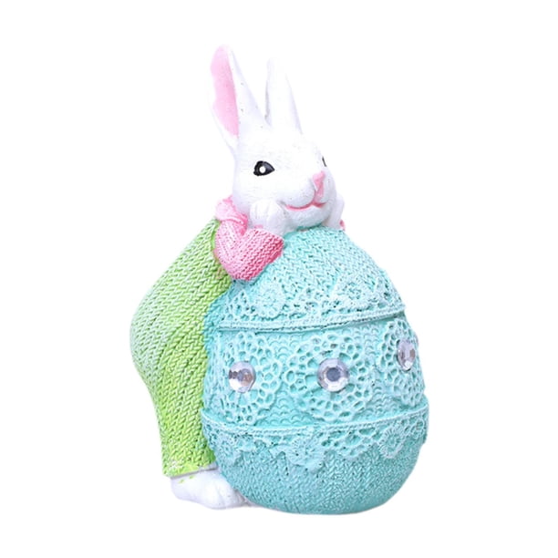 Estatuilla de conejo de Pascua, escultura de conejo, adorno de escritorio de resina lindo, decoración de Pascua para el hogar, estante interior, Estilo A
