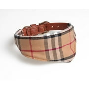 New Dog Collar with Triangular Scarf - Bandana in Cute Plaid for Small Dogs Brown