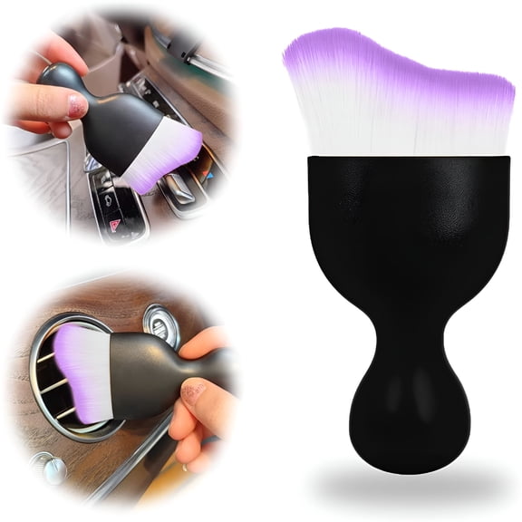 ACDANC Auto Interior Dust Brush, Soft Car Detailing Brush, Dashboard Air Outlet Gap Dust Removal Brush For Automotive Dashboard, Air Conditioner Vents, Leather, Computer, Scratch Free(Purple White)