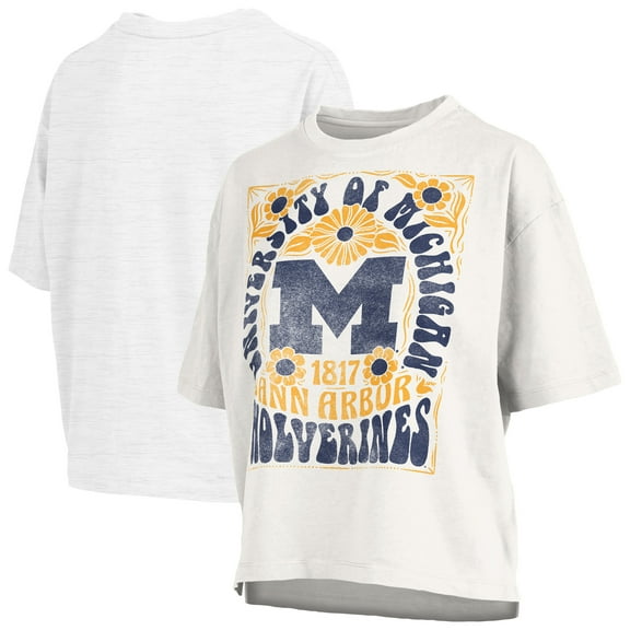 Women's Pressbox White Michigan Wolverines Harmony Oversized Slub T-Shirt