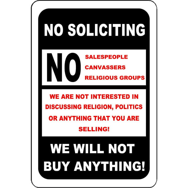 Outdoor no soliciting sign