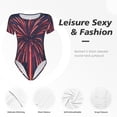 thumbnail image 4 of Saiise Motif Feux d'Artifice3 Combinaison à Manches Courtes pour Femmes Pyjama Col Rond Justaucorps Extensible avec Fermeture à Pression-Grand, 4 of 7