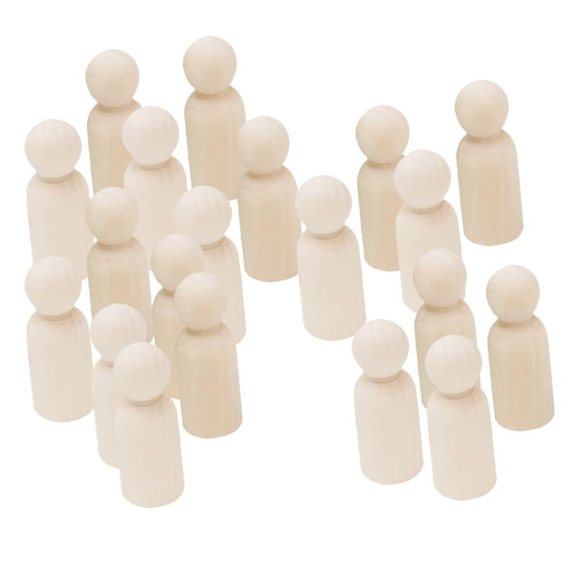 Juego de 20 adornos de madera lijada sin pintar con forma de persona para fiestas, bodas y muñecos de clavija