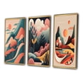 thumbnail image 3 of Designart "Graphic Retro Mountainscape under Full Moon" Abstract Landscape Framed Wall Art Set Of 3 - Pink Abstract Landscapes Frame Gallery Set For Office Decor, 3 of 6