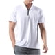 thumbnail image 2 of pstuiky camisetas para hombre, Camiseta deportiva de verano para hombre, de color liso, ajustada, con cremallera, de manga corta y cuello alto ropa de hombre l, 2 of 7