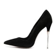 thumbnail image 2 of FSJ Women Basic Pointed Closed Toe Slip On Pumps Metal Slim Stiletto High Heels Wedding Daily Wear Fashion Dress Slide Shoes Size 9.5 Black, 2 of 4
