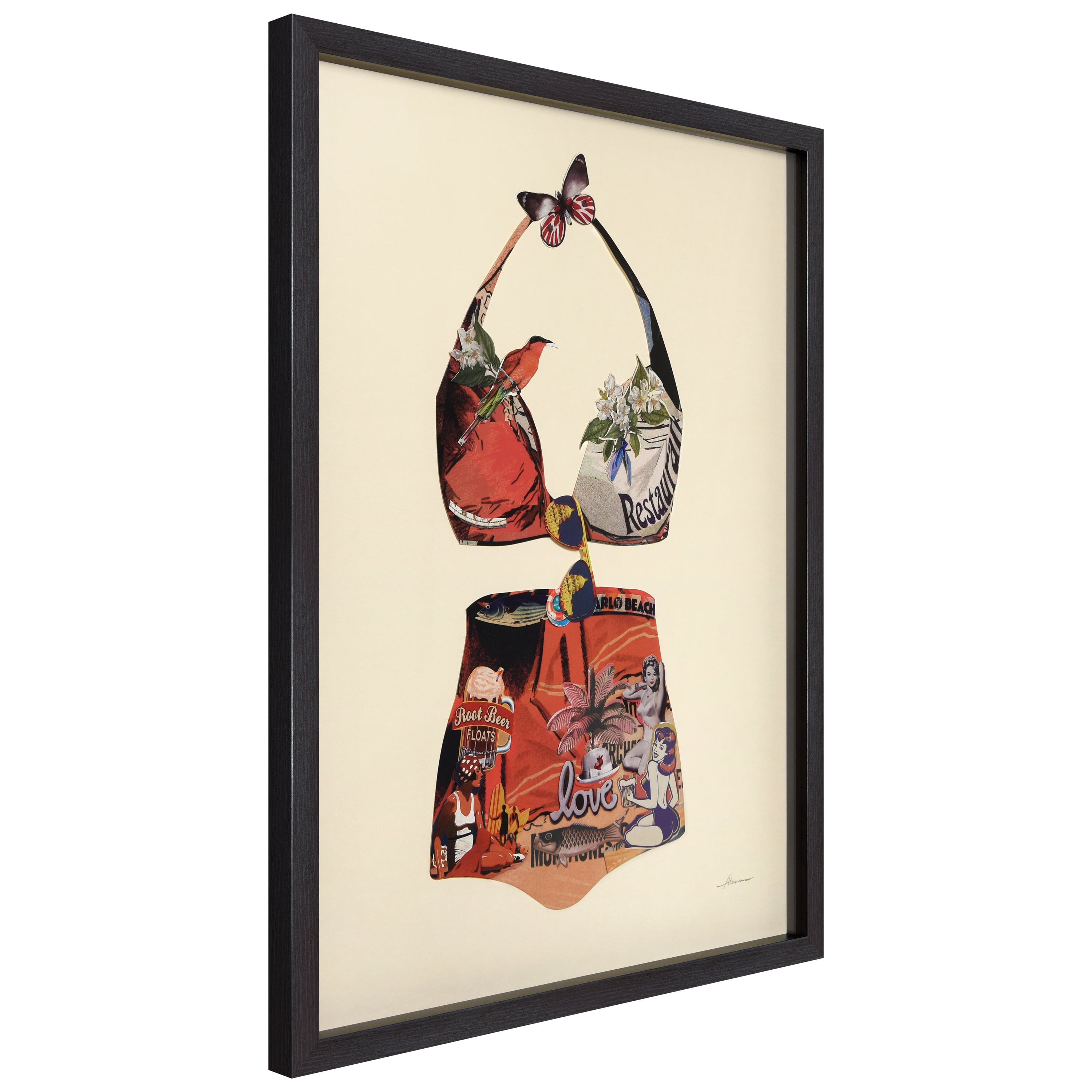 Empire Art Direct Monte Carlo Beach Dimensional Collage Framed Graphic Art Under Glass Wall Art, 25" x 33" x 1.4", Ready to Hang