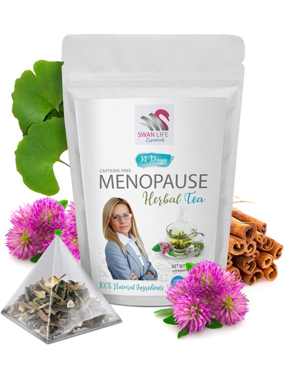 14 Days MENOPAUSE Herbal Tea - caffeine free - Hormonal Balance - Hot Flashes black cohosh, gingko, red clover, cinnamon chip, green tea, licorice, menopause support tea