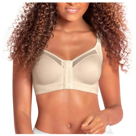 

DENGDENG Women Plus Size Bra Sports Wirefree Bras for Women Mesh Seamless Full Coverage Front Closure Bra