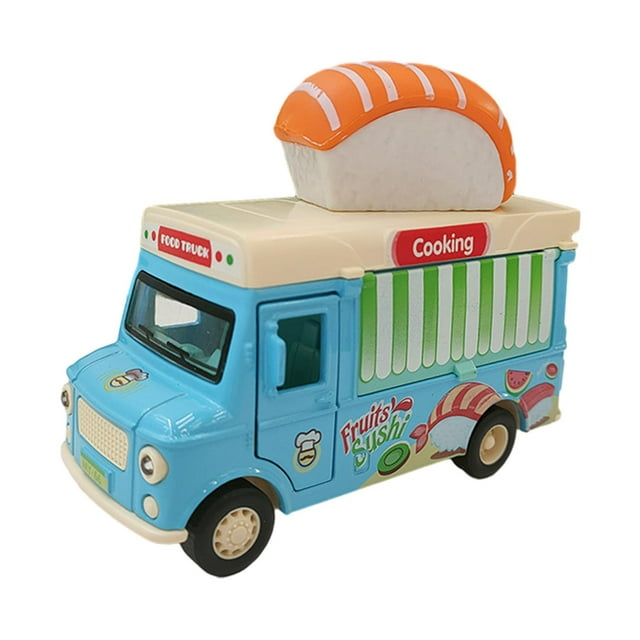 Diecast Pull Back Car Toy with Opening Doors, Bright Color Mini Alloy Car Model, Sushi