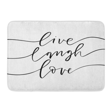 Welcome Phrases Mini - GODPOK Slogan Black Life Live Laugh Love Phrase Ink Modern Brush Calligraphy White Lettering Abstract Rug Doormat Bath Mat 23.6x15.7 inch