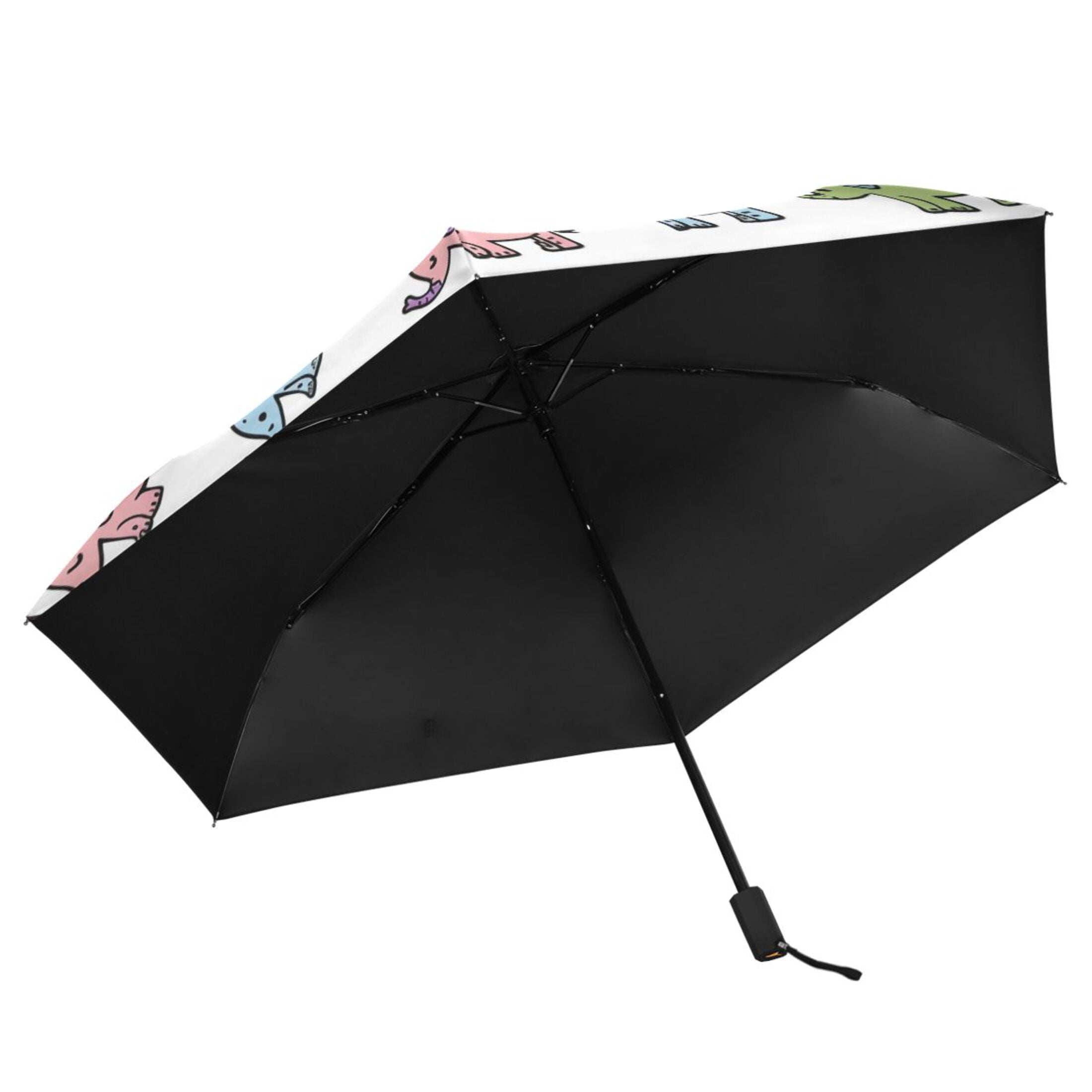 Cartoon Elephants UPF 50+ Compact Folding Umbrella for Rain Windproof Travel Umbrella Lightweight Packable