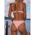 thumbnail image 2 of ZAFUL for Women Swimwear Ribbed High Leg Underwire Bikini Swimsuit Pig Pink L, 2 of 7