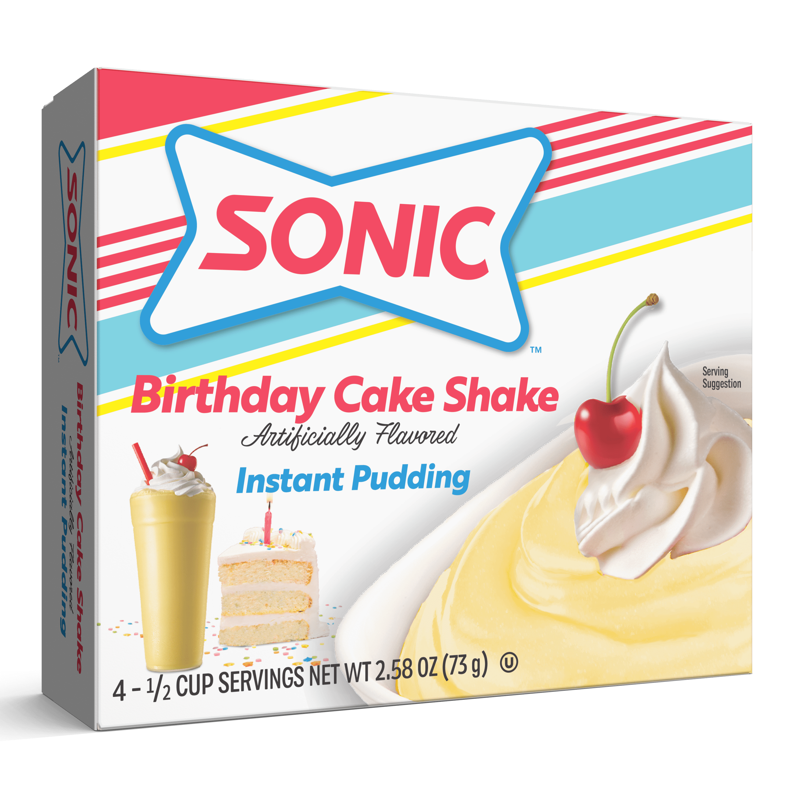 (6 pack) SONIC® Birthday Cake Shake Instant Pudding, 4 Servings, 2.58 oz Box
