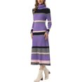 thumbnail image 4 of INSPIRE CHIC Ribbed Sweater Dress for Women's Long Sleeve Pullover Turtleneck Casual Knit Striped Bodycon Midi Dress XL Purple, 4 of 6