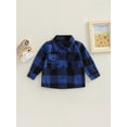 thumbnail image 2 of Toddlers Little Boys Girls Mixed Color Plaid Shacket Jacket Lapel Long Sleeve Single-breasted Outerwear Coat with Pockets, 2 of 7