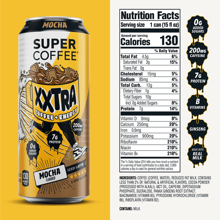 Super Coffee XXTRA Mocha Iced Coffee Bottle, 15 fl oz - Walmart.com