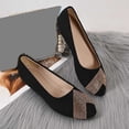 thumbnail image 6 of Abomasnow Womens Flock Peep Toe Rhinestone Decor Slip‑On Dress Flat Shoes Work Office Casual Wedding Party Shoes, 6 of 9