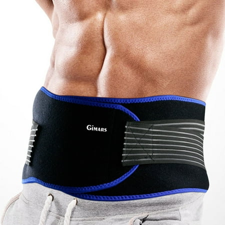 Gimars Lumbar Brace Lower Back Support Strap Decompression Elastic Back Pain Relief Athletic Workout Waist Trimmer Belt Abdominal Hernia Bands to Exercise for Men Women Sciatica Scoliosis, 1