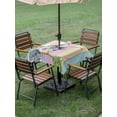 thumbnail image 3 of Easter Outdoor Tablecloth - 54x54 Inch Square Dining Table Cover, Spring Grey Rabbit Carrots Colorful Wooden Plank Waterproof Outdoor Table Cloth with Umbrella Hole & Zipper for Picnic/Patio/Party, 3 of 7